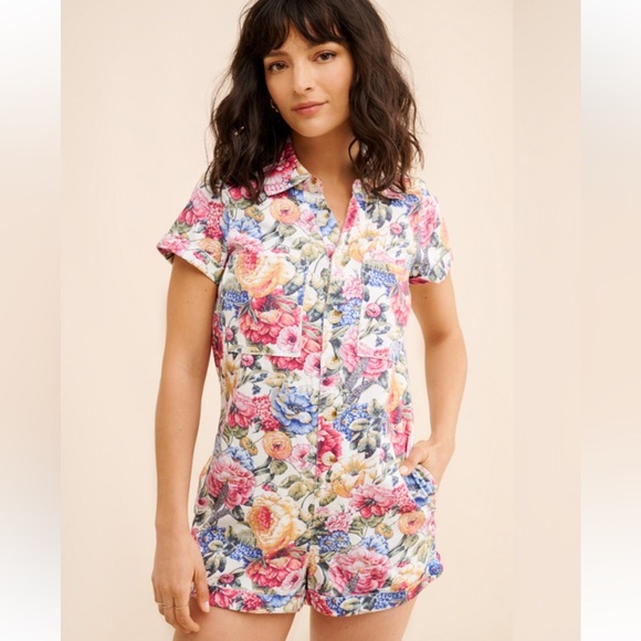 Show Me Your Mumu Range Cotton Romper Multi Floral Print Sz M Bohemian Feminine - Picture 2 of 16